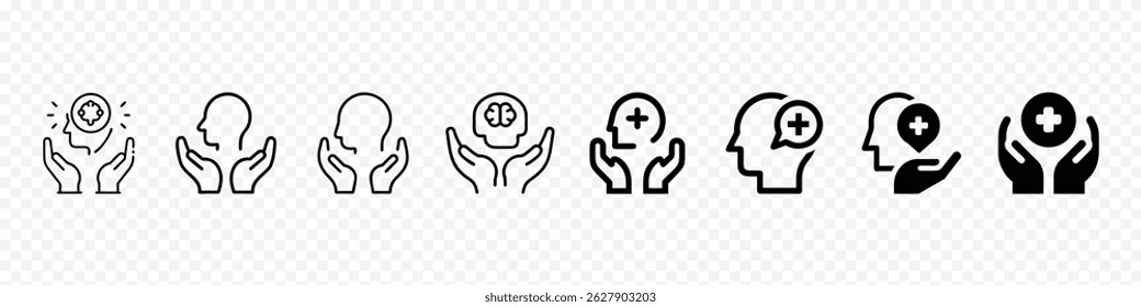 Ícone de Apoio à Saúde Mental - Símbolo de Bem-Estar Psicológico, Ajuda Emocional, Assistência Terapêutica, Cuidados Mentais, Gestão do Stress, Aconselhamento, Consciência, Terapia de Apoio, Conexão Cérebro e Coração