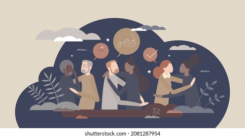 Mental health support and talking to friends or therapists help person concept. Comforting or counselling after emotional crisis, depression or trauma vector illustration. Social care and empathy.