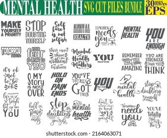 Mental Health Svg Cut Files Bundle Stock Vector (Royalty Free ...