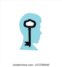 Mental health therapy. Vector illustration of human head, brain, emotional state, mental health, problem solving, finding the right path.