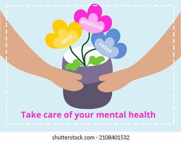  Mental Health  Vector Digital Image.
 Colorful  Background. Flat Horizontal Design Template For  Journal Articles, Banner, Poster, Web,