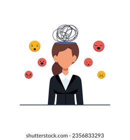 Mental health vector illustration. Character with mental disorder fight against stress, depression, emotional burnout and other psychological problems. Psychotherapy concept.