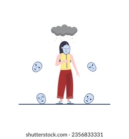 Mental health vector illustration. Character with mental disorder fight against stress, depression, emotional burnout and other psychological problems. Psychotherapy concept.
