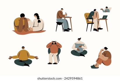 Mental Health Vector Illustration in Flat Style