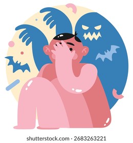 Ilustração do vetor de saúde mental. Design mínimo plano. Ilustração editável para web, móvel, impressão
