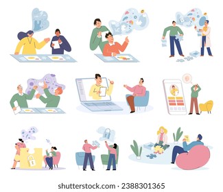 Mental health vector illustration. Mental health professionals play crucial role in providing care and support to individuals in need Therapy sessions provide opportunity for individuals to express