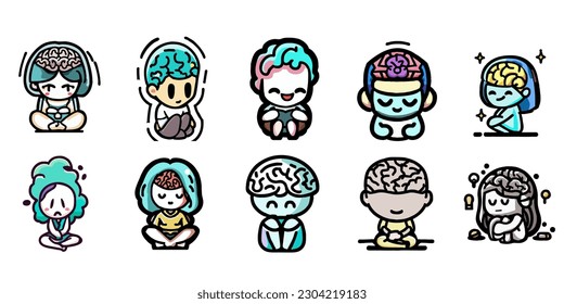 Mental Health vector set collection graphic clipart design