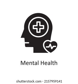 Mental Health Vector Solid Icon Design Illustration. Human Mentality Symbol On White Background EPS 10 File