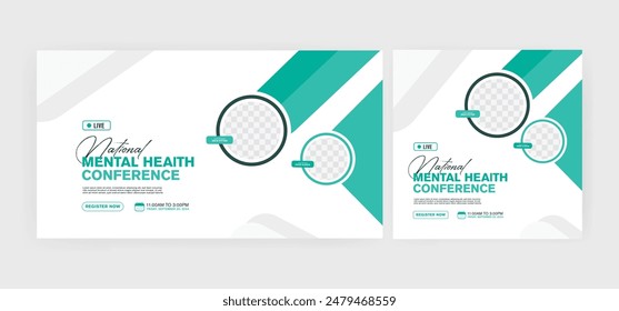 Mental Health webinar poster design great for social media post template. Modern and minimalist elegant mental health editable design. Vector illustration.