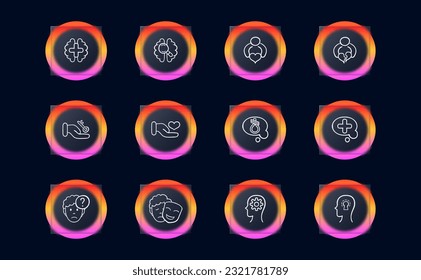 Mental Health and Well-being Illustration. Mental health and well-being, promoting self-care, mindfulness, and positive mental health practices. Neomorphism style. Vector line icon