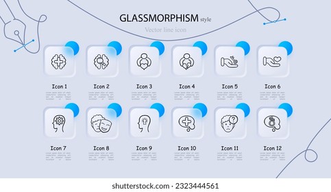 Mental Health and Well-being Illustration. Mental health and well-being, promoting self-care, mindfulness, and positive mental health practices. Glassmorphism style. Vector line icon