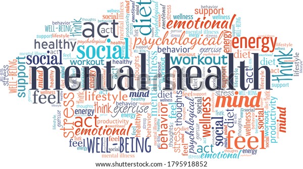 Mental
health word cloud isolated on a white
background.