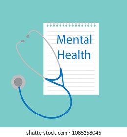 Mental Health written in notebook- vector illustration