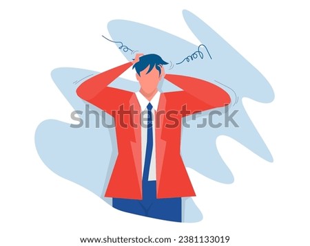 Mental health,businesman feel distressed worried suffer from panic attack with  afraid shadows around vector illustration