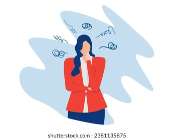 Mental health,busineswoman feel distressed worried suffer from panic attack with  afraid shadows around vector illustration