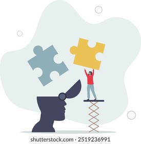 Mental health.Character with mental disorder fight against.flat design with people.