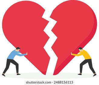 Mental health.Pushing Heart Icon Together.


