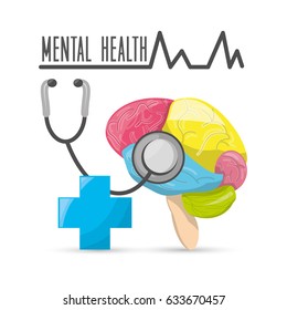 mental healthy with stethoscope and hospital symbol