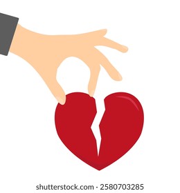 Mental help concept. Hand take care of a broken heart icon vector illustration design isolated