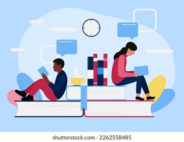 Mental hygiene and self development illustration. Self development illustration. Education and personal growth concept. Self-learning, distance learning. Library. World Book day. 