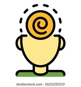 Icono de hipnosis mental. Esquema de hipnosis mental Vector icono de color plano aislado
