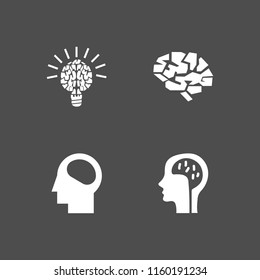 mental icon. 4 mental set with brain vector icons for web and mobile app