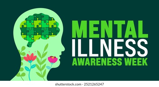 Mental Illness Awareness Week background or banner design template is observed every year in October. Holiday concept. Template for card, poster, placard, template. eps 10