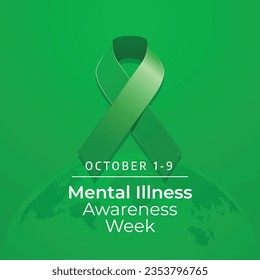 mental illness awareness week design template good for celebration. flat ribbon design. green ribbon design. banner template. eps 10.