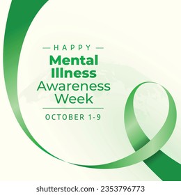mental illness awareness week design template good for celebration. flat ribbon design. green ribbon design. banner template. eps 10.