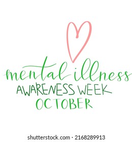 Mental Illness Awareness Week hand drawn brush lettering card template vector
