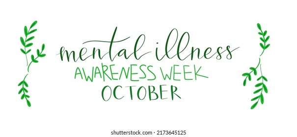 Mental Illness Awareness Week hand drawn brush lettering card template vector