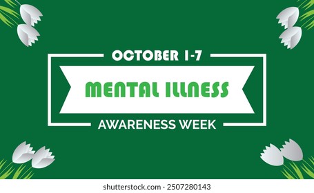 Mental illness awareness week is observed every year on October. Medical Healthcare Awareness concept. background, placard, banner template Vector illustration design.