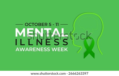 Mental Illness Awareness Week promotes mental health education, increases awareness, and reduces stigma. Observed each year during the first full week of October. Banner poster design template. Eps 10