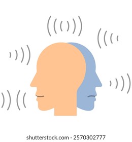 mental illness hearing voices. Mental health or mental illness illustration.