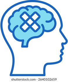 Mental Illness Icon Blue Vector Illustration