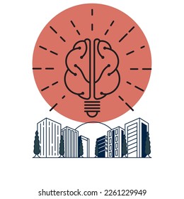 Ilustración del diseño vectorial del logotipo de la enfermedad mental, concepto de logotipos de psicología