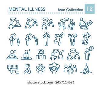 Mental illness related icon set