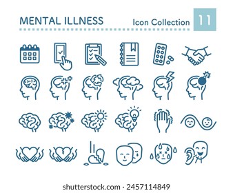 Mental illness related icon set