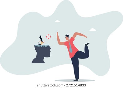 Psychische Krankheitstherapie oder Hilfe, Depression oder Angststörung Rettung, Psychologie oder gestresste Heilung Konzept, Leben und Beschäftigung von Menschen.