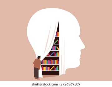 Ilustración de almacenamiento de memoria de Biblioteca mental