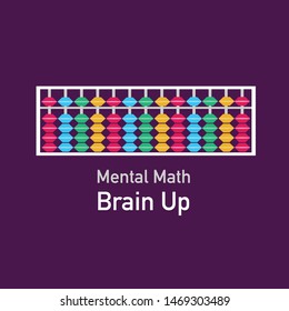 Mental Math. Brain up. Teacher Abacus for mental arithmetic. Flat design.