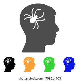 Mental Parasite Spider vector icon. Style is a flat graphic symbol in gray, black, yellow, blue, green color versions. Designed for web and mobile apps.
