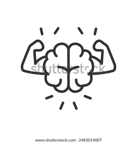 Mental power, in line design. Concentration, Focus, Intelligence, Brainpower, Cognitive enhancement, Mental clarity, Memory boost on white background vector. Editable stroke icon.