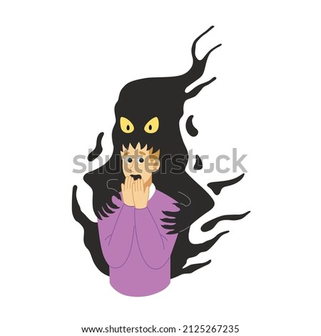 Mental problems Anxiety, Fear, Phobia. Psychological instability concept. Illustration in flat style