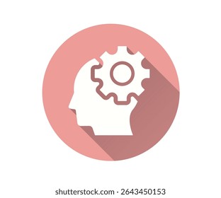 Mental processes flat icon. Simple illustration with long shadow for graphic and web design.