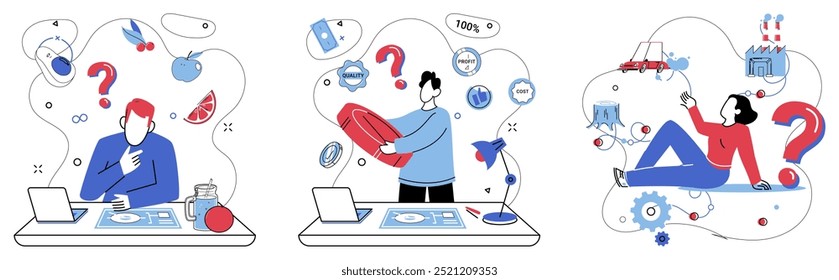 Ilustração do vetor de processamento mental. Atenção é jardineiro tendendo a flores pensadas no processamento mental da paisagem O bem-estar mental é oásis no deserto desafios diários, alimentado por fontes cuidadosas