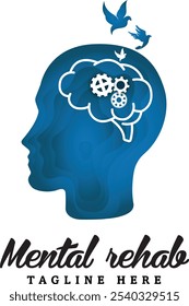 Diseño de logotipo de rehabilitación mental con cabeza de Vector para fisioterapia
