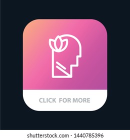 Mental, Relaxation, Mind, Head Mobile App Button. Android and IOS Line Version