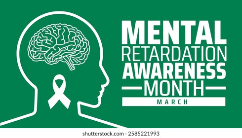 Mental Retardation Awareness Month background banner or poster design template. observed every year in March. Holiday concept. Use to any Template, card, poster, placard, template.