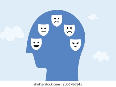 Mental state different personality emotions illustration